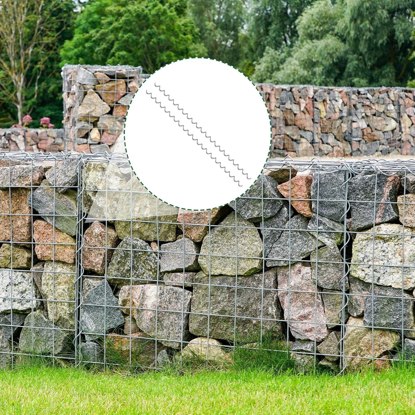 24 Pcs 39.4" x 2" Gabion Cages Spirals 9ga Galvanized Steel Gabion Spirals Wire for Cage Install and Connected for Garden