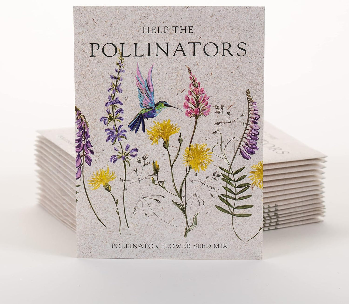 Bentley Seed Co. | Help Pollinators Kraft Hummingbird | 25 Non-GMO, Non-Coated Wildflower Seed Packets for Planting | Flower Seeds | Garden Seed to Grow Live Plants | A Beautiful Gift