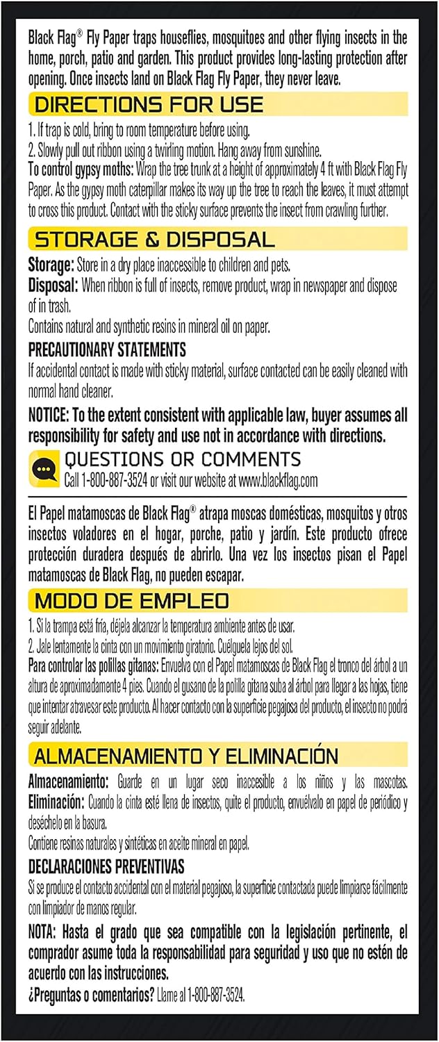 Black Flag Fly Paper 4 Traps, Catches All Flying Insects, 24 Pack