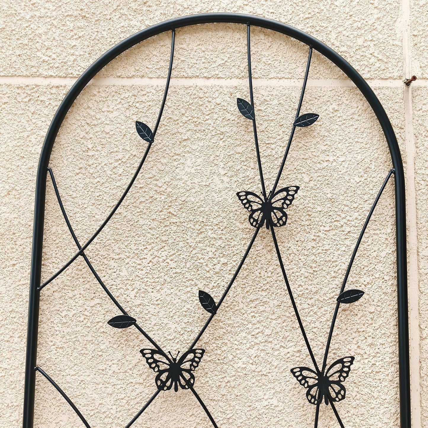 8 Pack Metal Garden Trellis for Climbing Plants, 71" Tall Rustproof Outdoor Trellis Panel with Butterfly Design, Decorative Black Iron Plant Support for Vine, Rose, Flower, Garden Wall