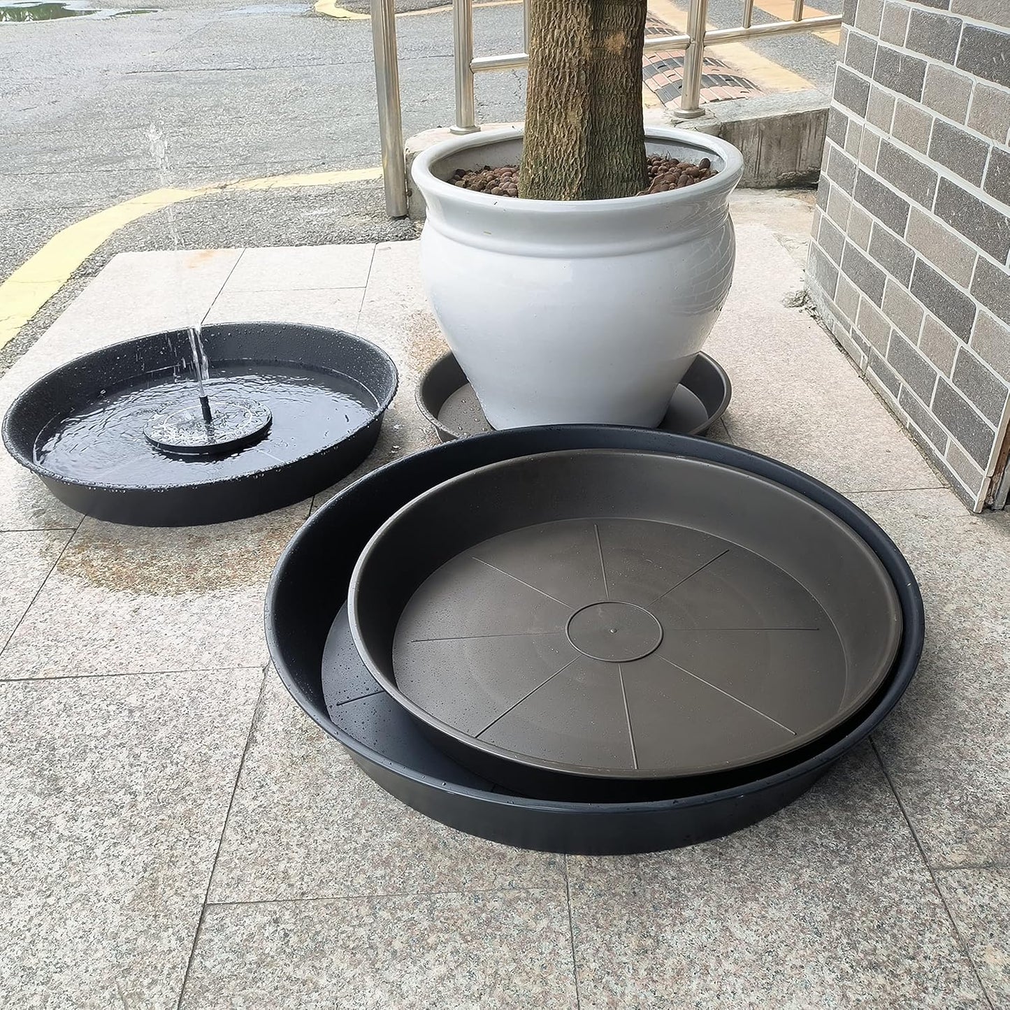 3 Pack of 20 22 inch Plant Saucer (19.2 Inch Base), 3.6" Depth Tray, Bath Baths Bowl for Garden, Large Deep Plastic Plant Trays for Indoors Outdoor, Tray for Planter 19-23" (22", Black)