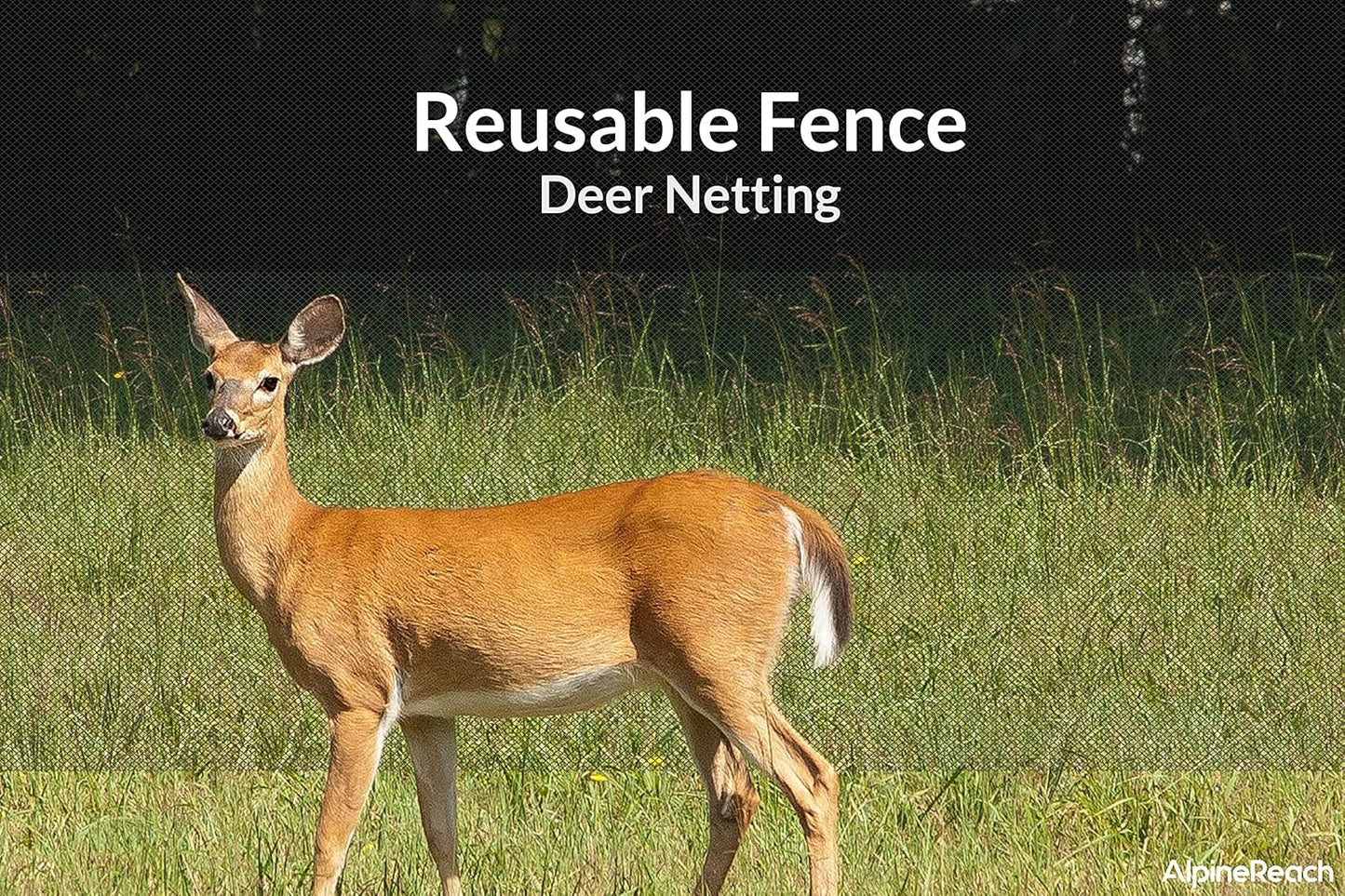 AlpineReach Garden Netting 7.5 x 65 ft Heavy Duty Bird Net, Deer, Plant Protection Extra Strong Woven Mesh, Reusable Kit with Zip Ties, Animal Fencing for Fruits Trees, Black