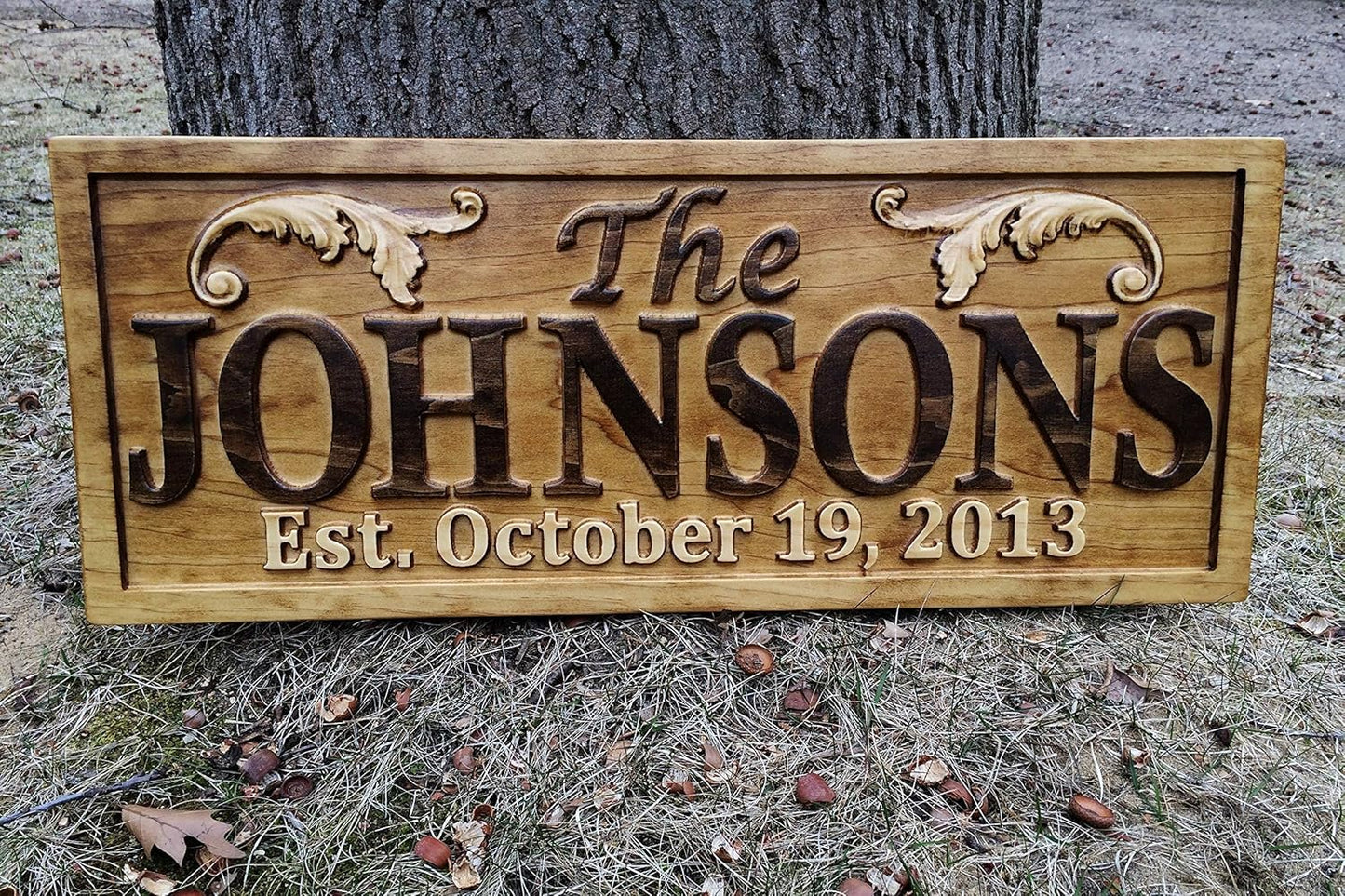 Personalized Lake House Sign Custom Wood Sign Carved Last Name Wooden Signs Home Décor 3D Cabin Rustic Lakehouse Personalized Wedding Gift Established Sign Family Name Sign 5 Year Anniversary